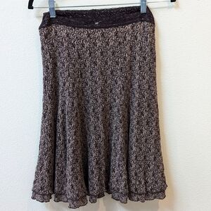 CABI Truffle Stretch Lace Overlay Flared Skirt in Style 957 (S)